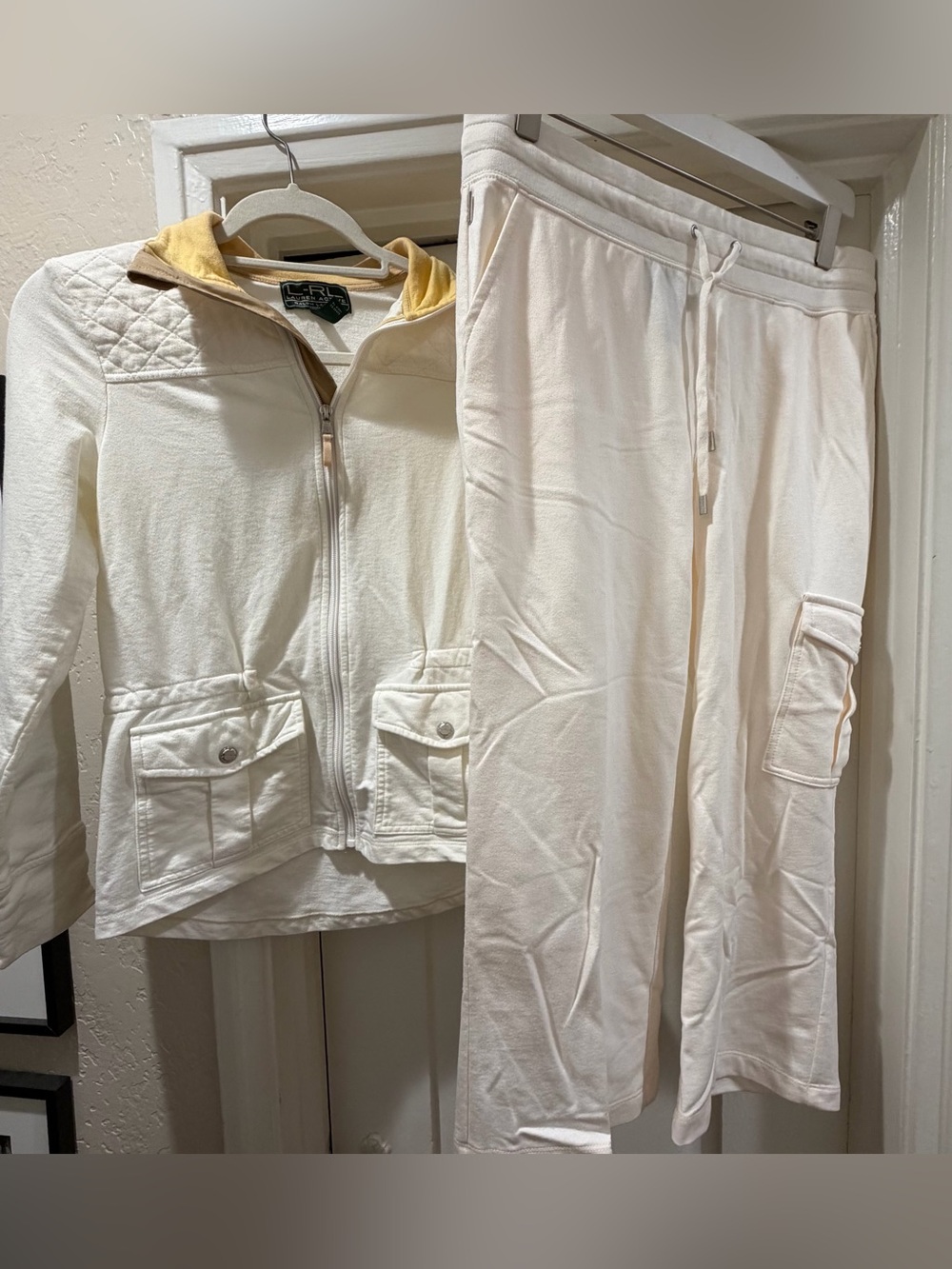 Ralph Lauren Ivory Cargo Track Pants and Jacket